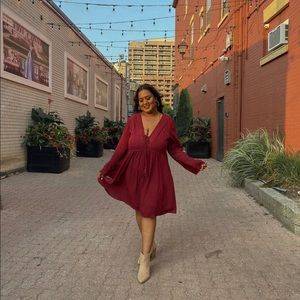 Torrid - Burgund Lace Up Skater Dress